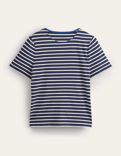 Bea Short Sleeve Breton-Navy, Ivory