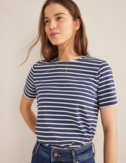 Bea Short Sleeve Breton-Navy, Ivory