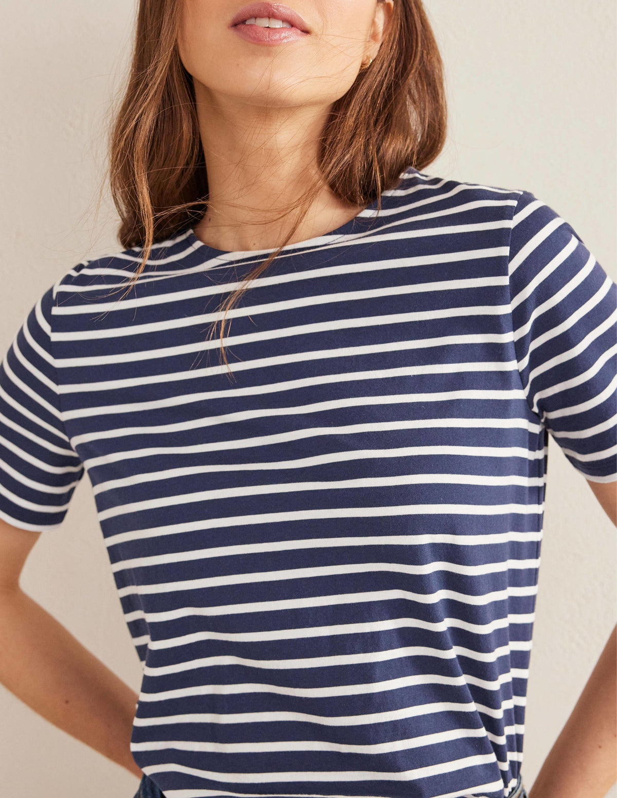 Bea Short Sleeve Breton-Navy, Ivory
