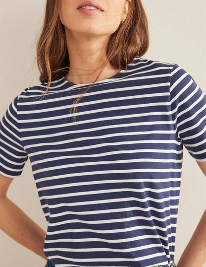 Bea Short Sleeve Breton-Navy, Ivory