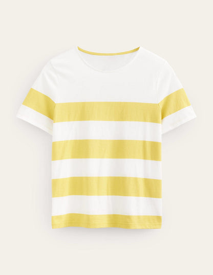 Bea Short Sleeve Breton-Sweet Honeycomb, Ivory Stripe