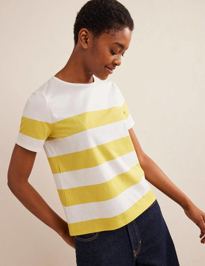 Bea Short Sleeve Breton-Sweet Honeycomb, Ivory Stripe