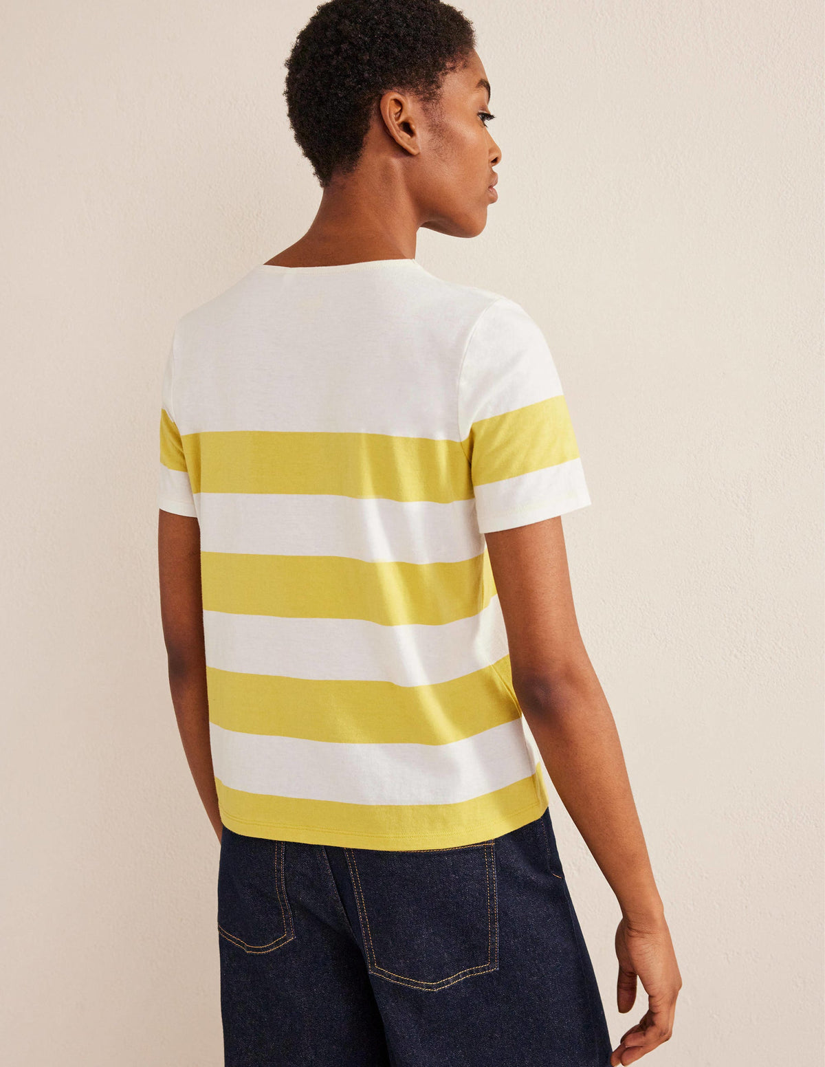 Bea Short Sleeve Breton-Sweet Honeycomb, Ivory Stripe