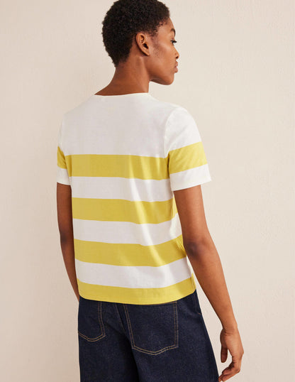 Bea Short Sleeve Breton-Sweet Honeycomb, Ivory Stripe
