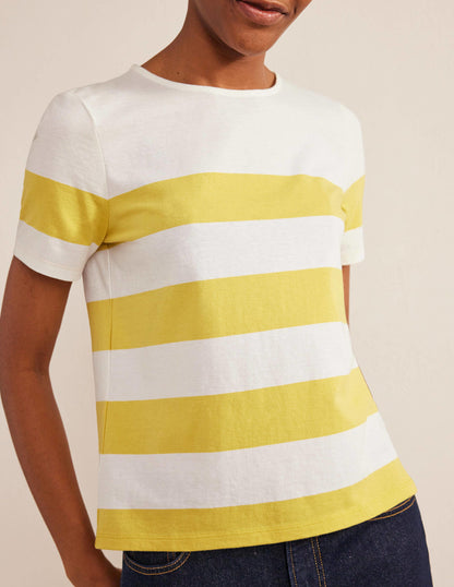 Bea Short Sleeve Breton-Sweet Honeycomb, Ivory Stripe