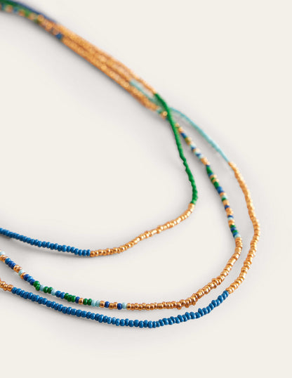 Beaded Necklace-Blue Multi