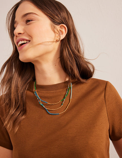 Beaded Necklace-Blue Multi