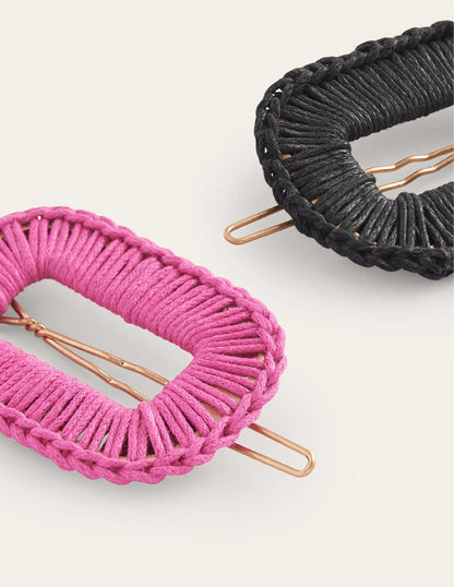 2 Pack Buckle Hairslides-Black/ Amazing Pink