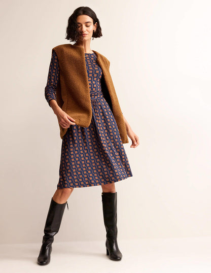 Abigail Jersey Dress-Cognac, Cube Geo
