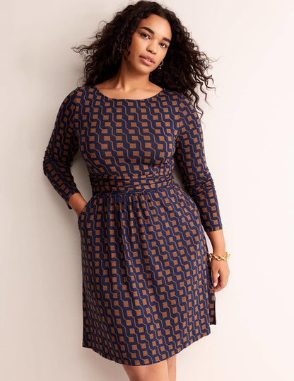 Abigail Jersey Dress-Cognac, Cube Geo