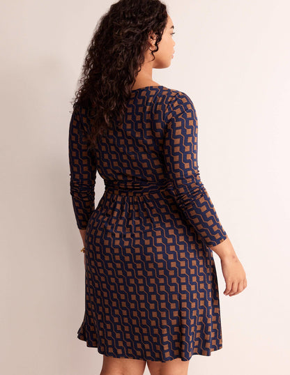 Abigail Jersey Dress-Cognac, Cube Geo