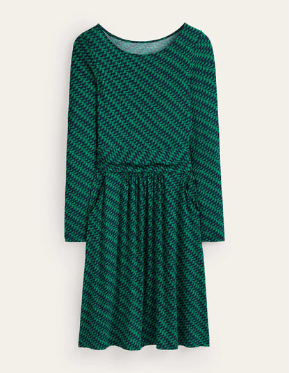Abigail Jersey Dress-Veridian Green, Geo Fall