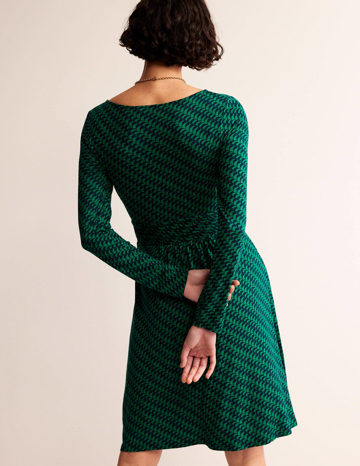 Abigail Jersey Dress-Veridian Green, Geo Fall