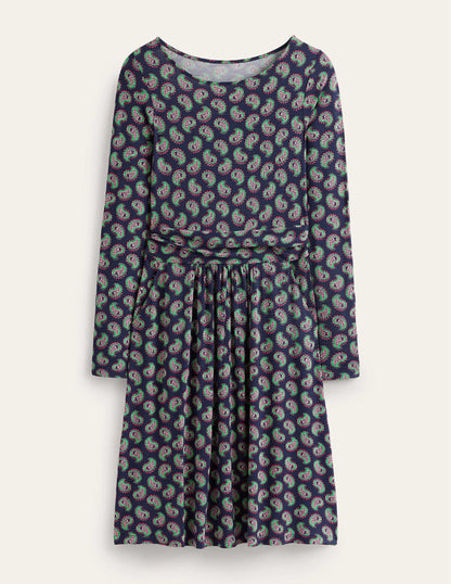 Abigail Jersey Dress-Navy, Paisley Bunch
