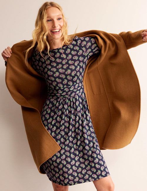 Abigail Jersey Dress-Navy, Paisley Bunch