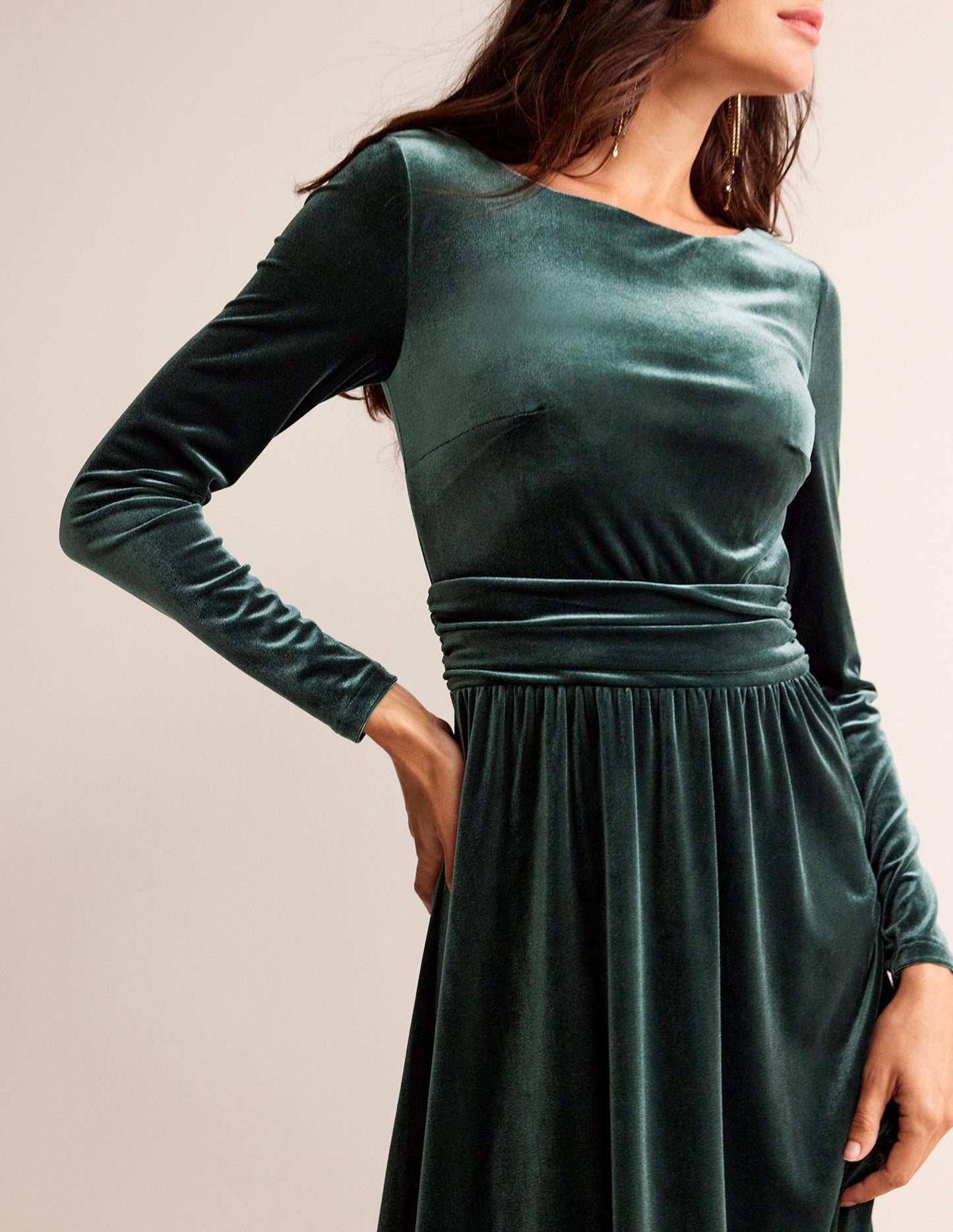 Abigail Velvet Midi Dress-Chatsworth Green
