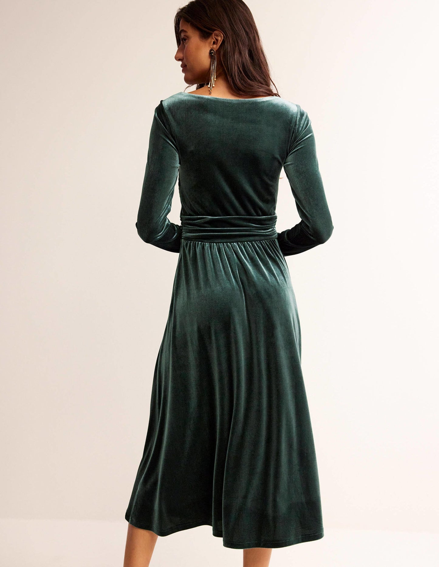 Abigail Velvet Midi Dress-Chatsworth Green