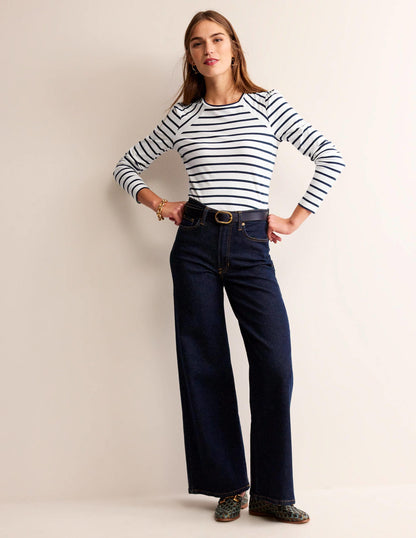 Arabella Stripe T-Shirt-Ivory, French Navy