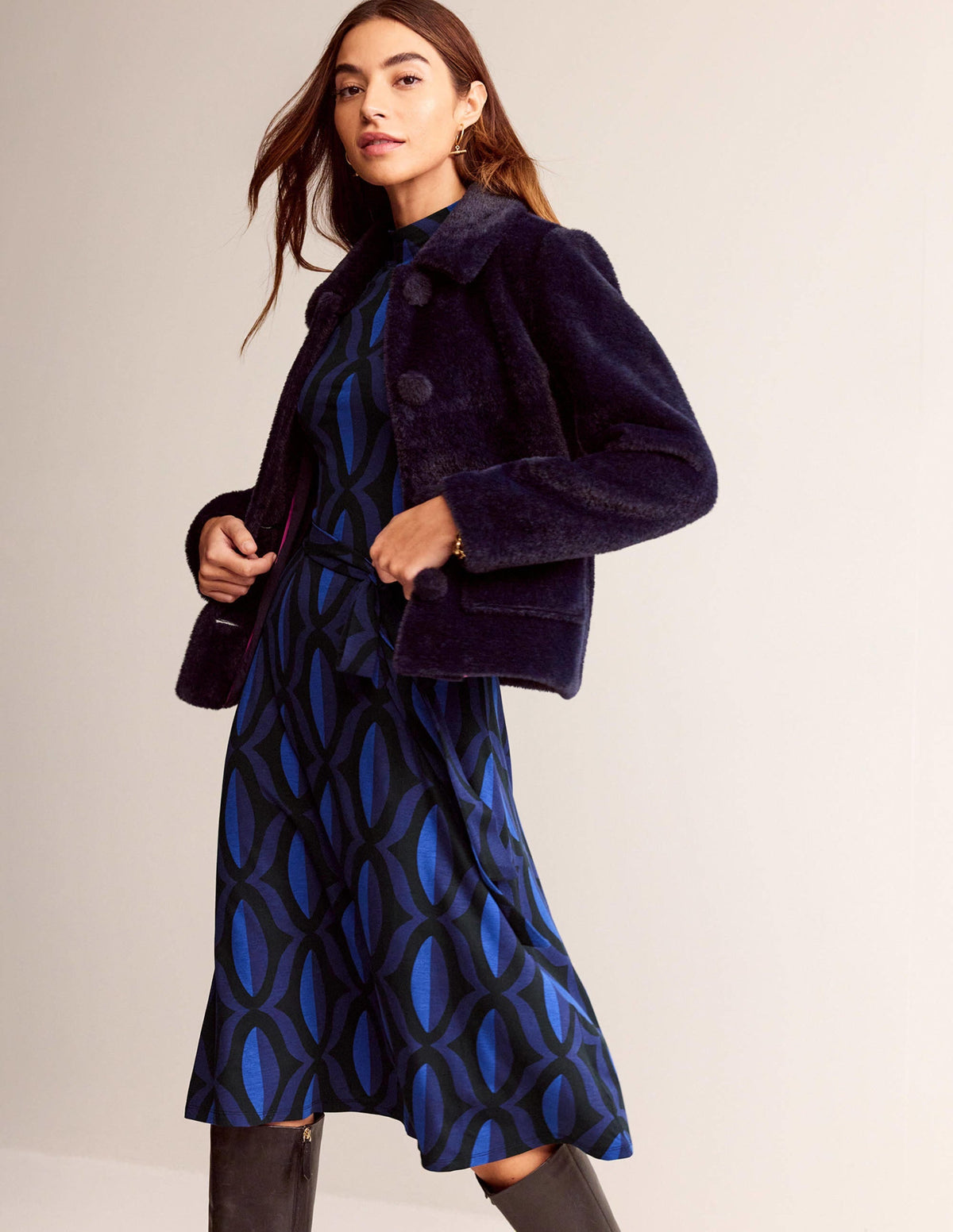 Alberta Jersey Midi Dress-Sapphire Blue, Geo Valley