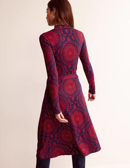 Alberta Jersey Midi Dress-Brilliant Red, Artizian Geo
