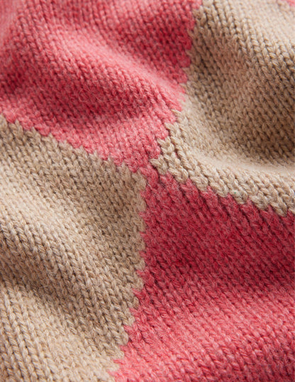 Argyle Crew Neck Sweater-Watermelon, Chinchilla Melange