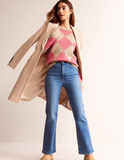 Argyle Crew Neck Sweater-Watermelon, Chinchilla Melange
