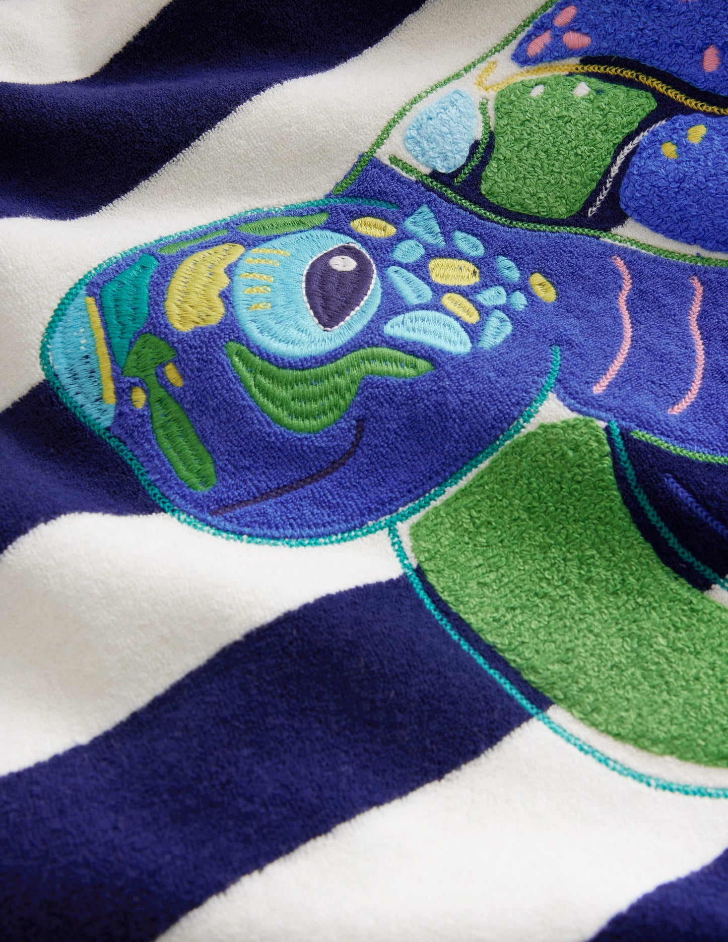 Appliqué Towelling Throw-on-College Navy/Ivory Turtle