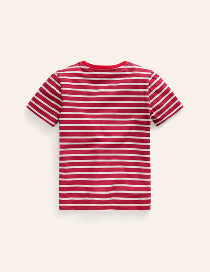Appliqué Textured T-shirt-Jam Red/Ivory Bugs