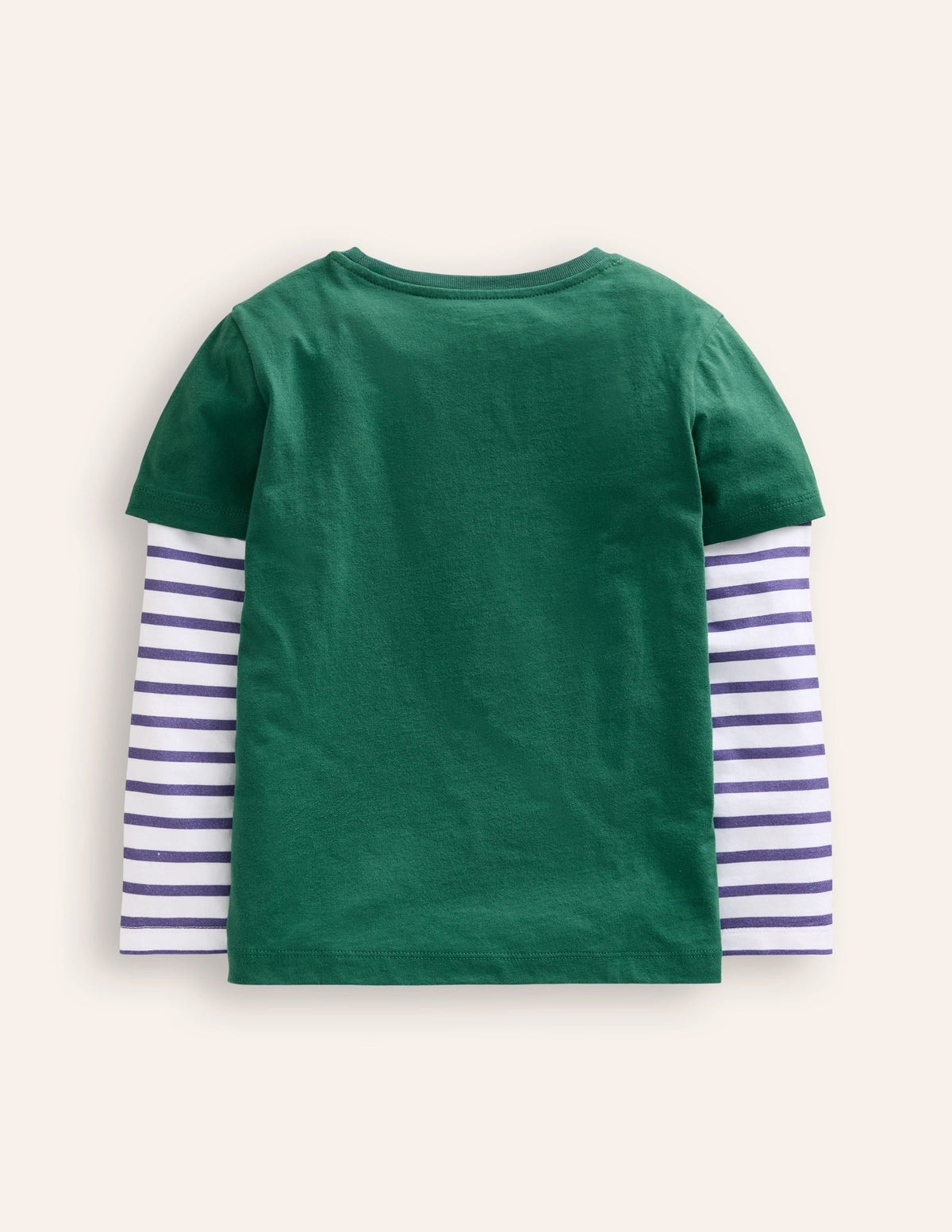 Applique Mock Sleeve T-Shirt-Jewel Green Festive Animals