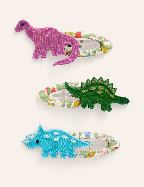 3-pack Hair Clips-Multi Dinosaurs