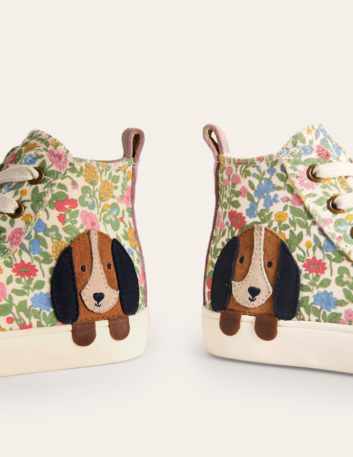 Applique Canvas High Top-Multi Floral Dog