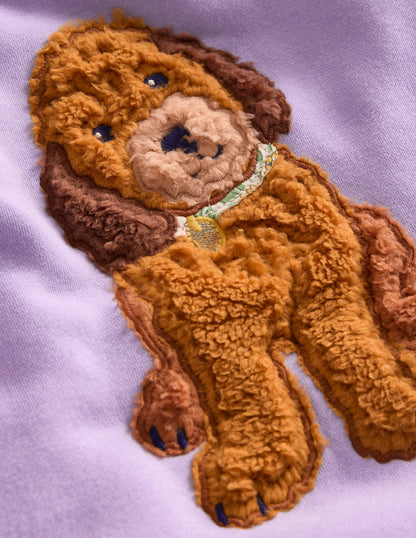 Appliqué Sweatshirt-Misty Lavender Dog