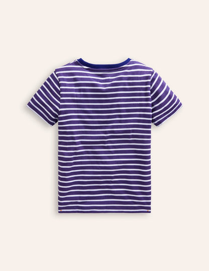 Appliqué T-Shirt-Sapphire/ Ivory Stationary
