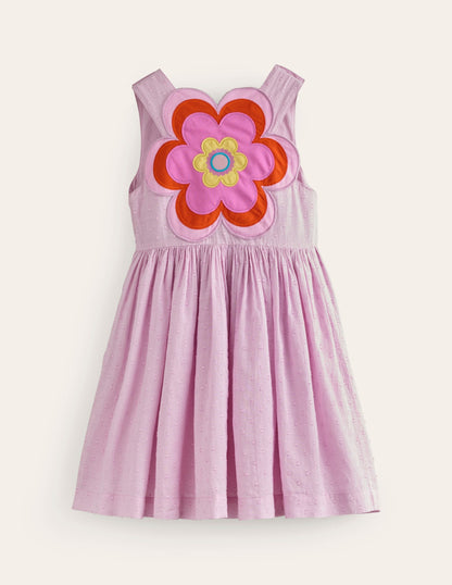 Appliqué Back Dress-Sugared Almond Pink Flower