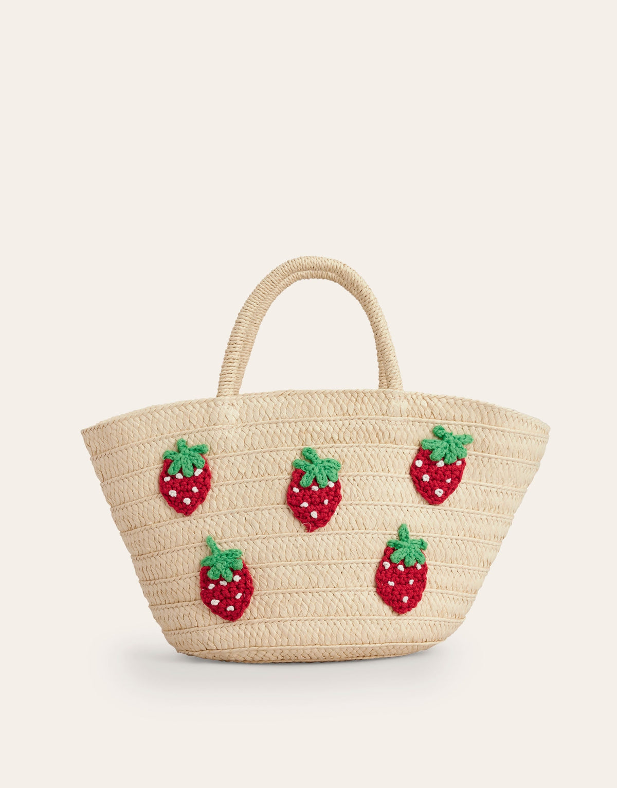 Basket Bag-Embroidered Strawberries