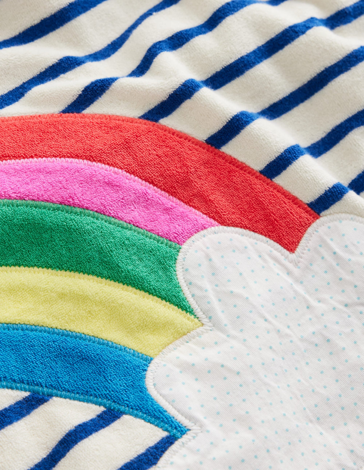 Appliqué Towelling Throw-On-Ivory/Chelsea Blue Rainbow