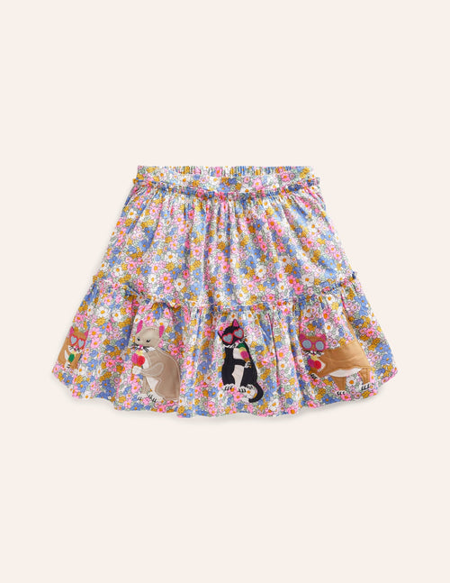 Appliqué Skirt-Festival Pink Nautical Cats