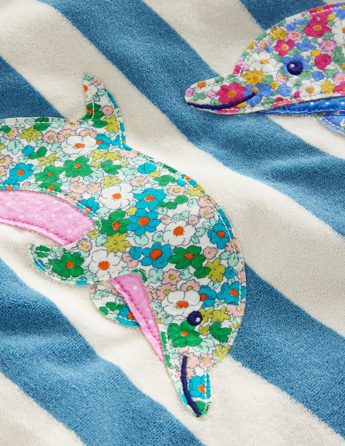 Appliqué Towelling Throw-On-Aqua Blue/ Ivory Dolphin