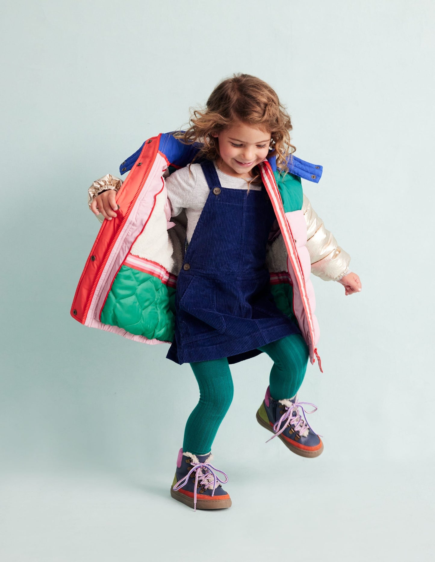 2-in-1 Padded Coat-Multi Metallic Colourblock