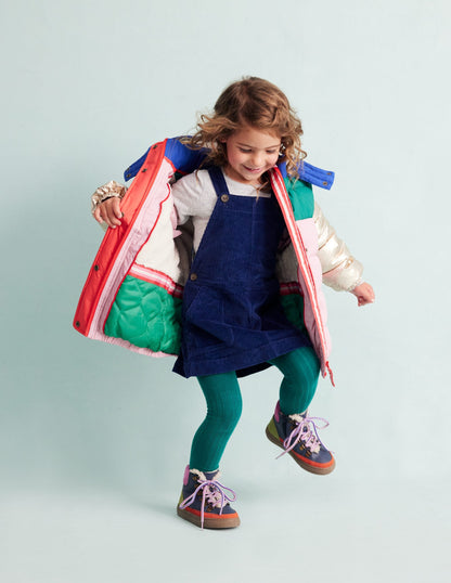 2-in-1 Padded Coat-Multi Metallic Colourblock