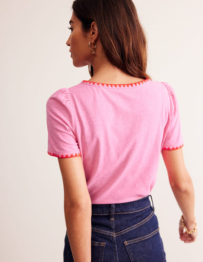 Ali Crochet T-shirt-Sangria Sunset