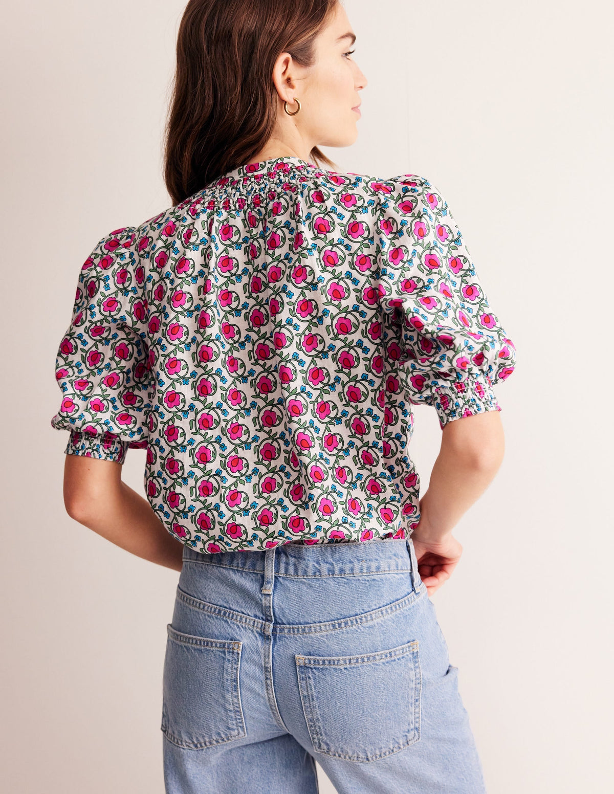 Ada Linen Top-Pop Pansy, Foliage Terrace