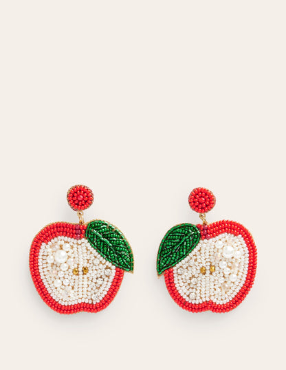 Beady Motif Earrings-Apples