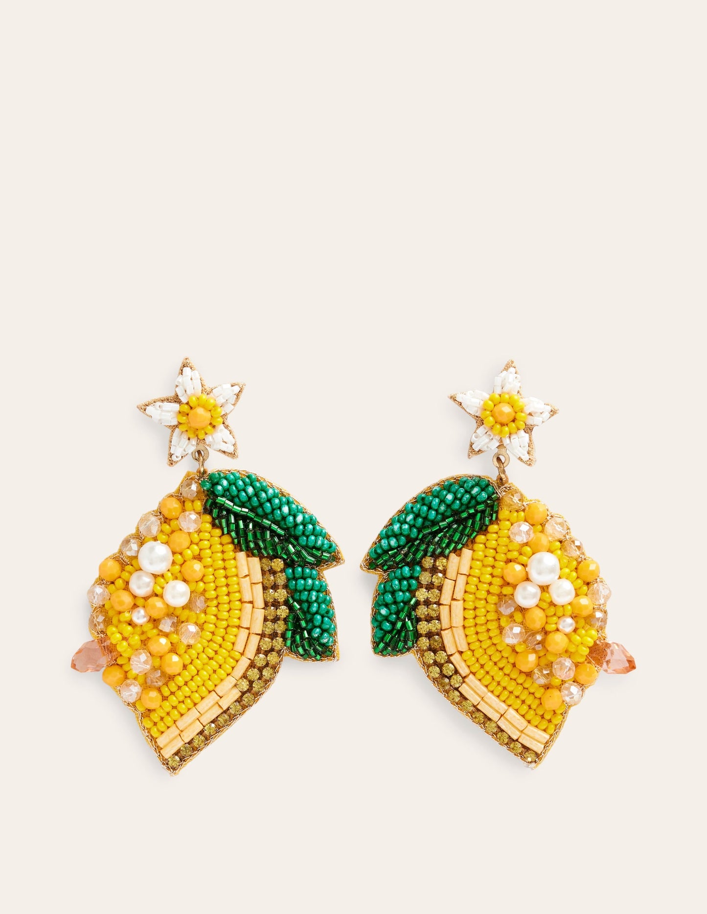 Beady Motif Earrings-Lemons