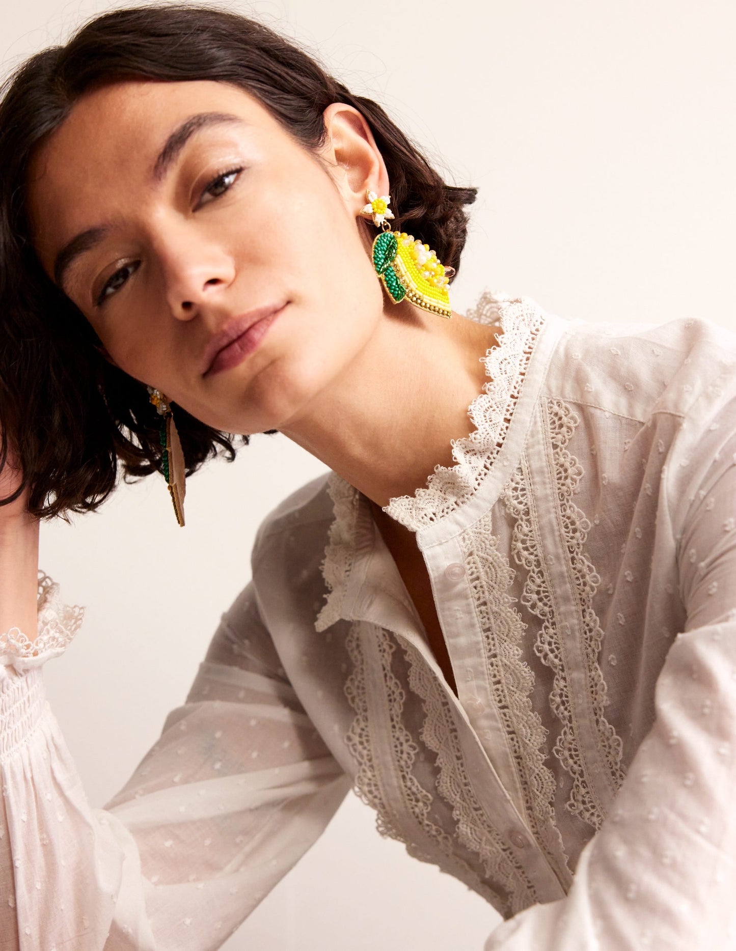 Beady Motif Earrings-Lemons