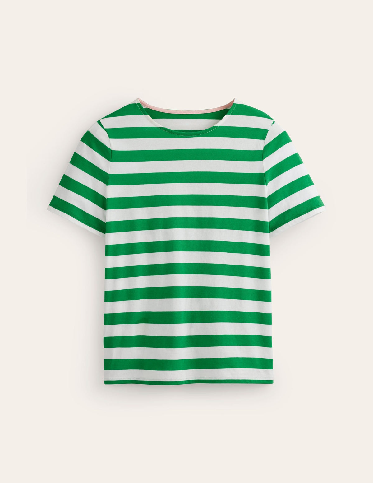 Bea Short Sleeve Breton-Ivory, Green Stripe