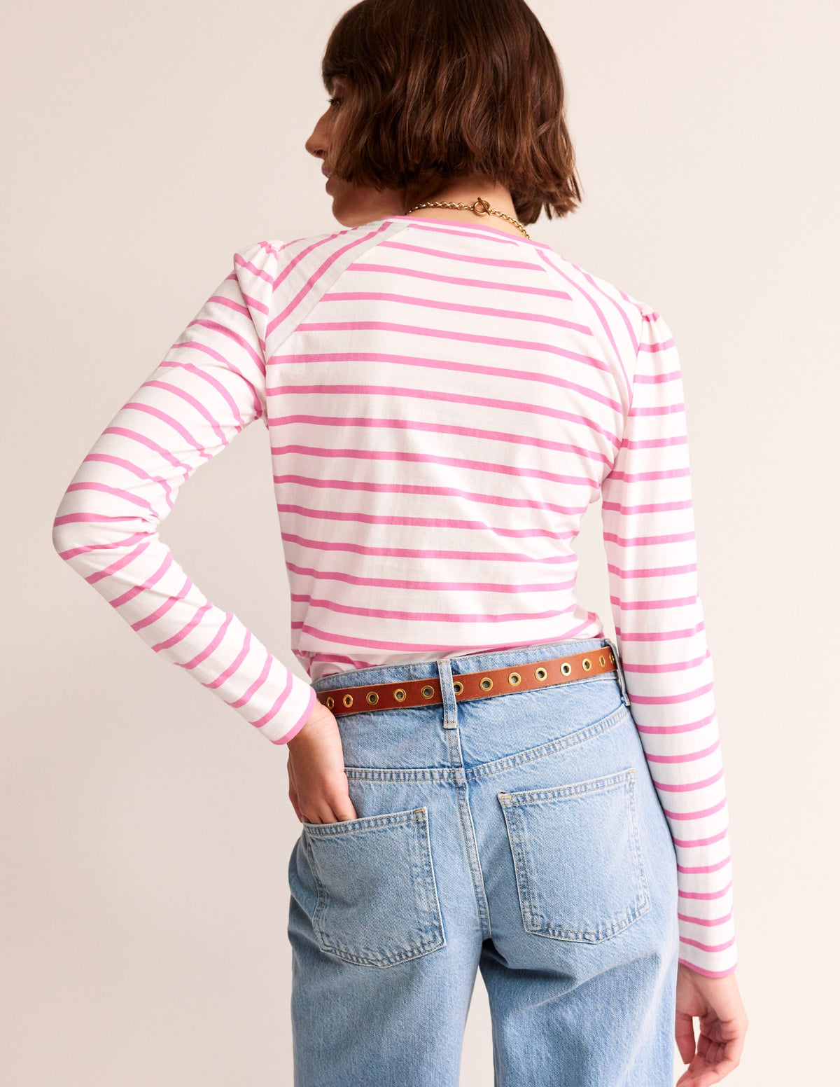 Arabella Stripe T-Shirt-Sangria Sunset