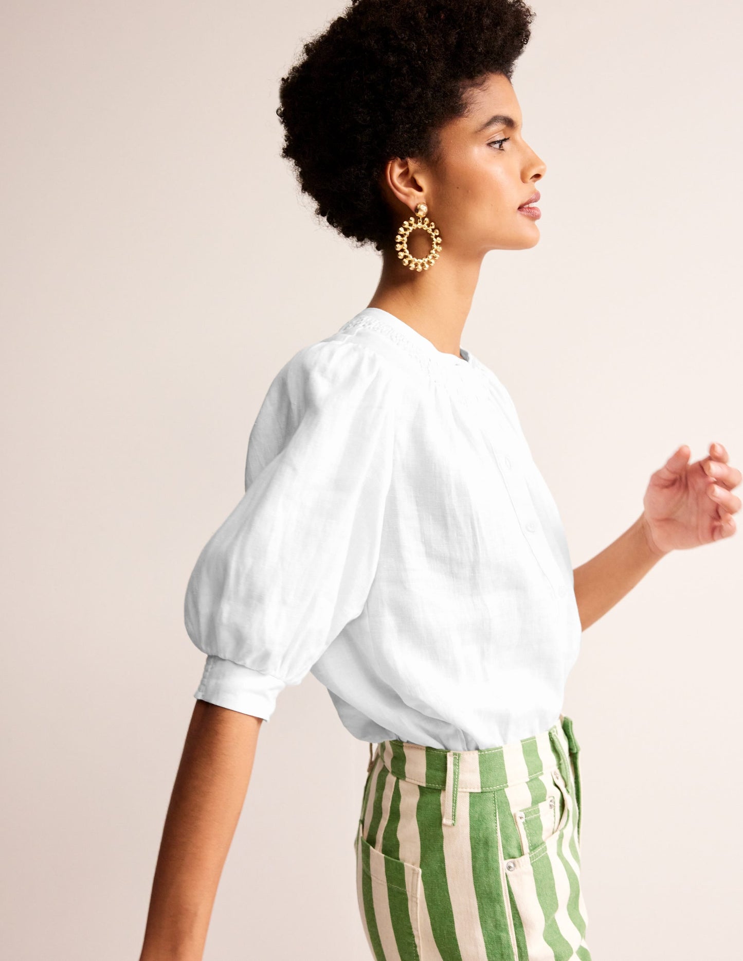 Ada Linen Top-White