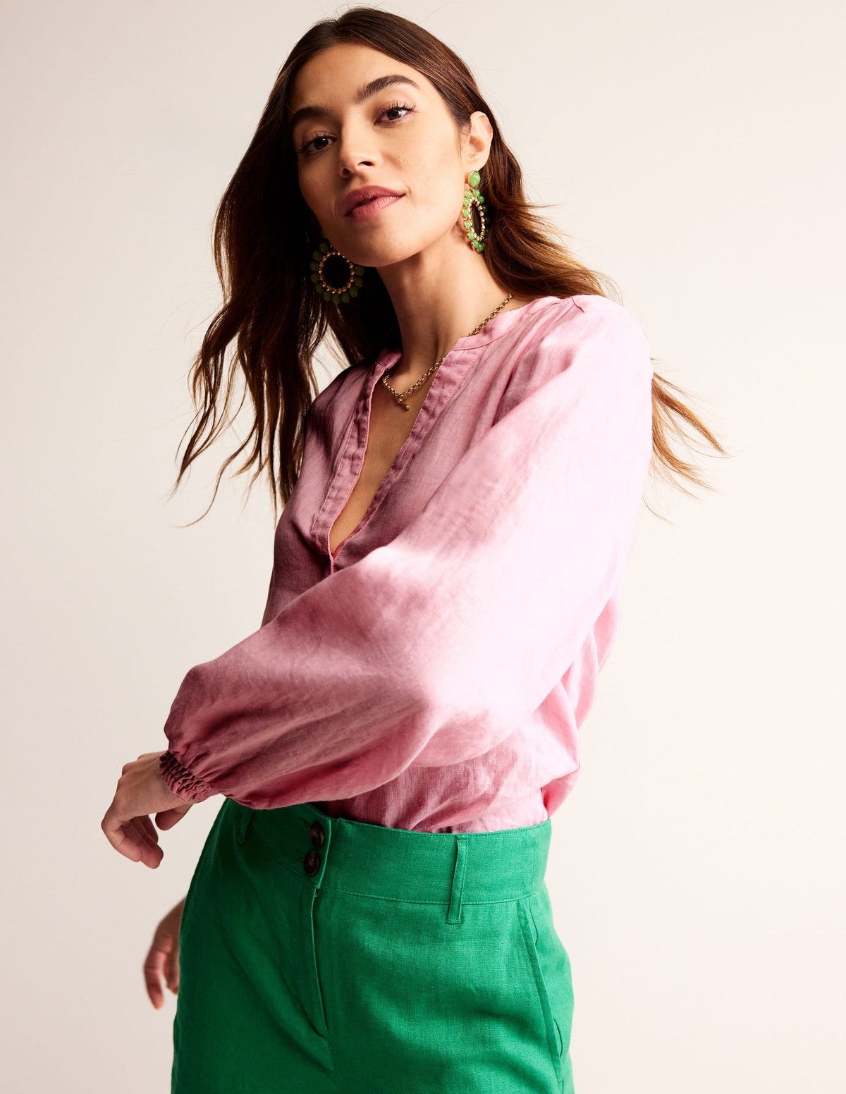 Alice Linen Top-Orchid Pink