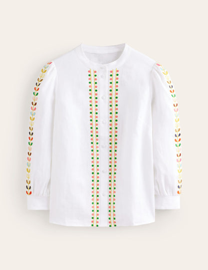 Ava Embroidered Top-White